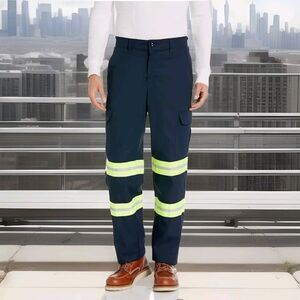 New! Red Kap Men's Enhanced Visibility Industrial Cargo Pant Navy Blue 34x32